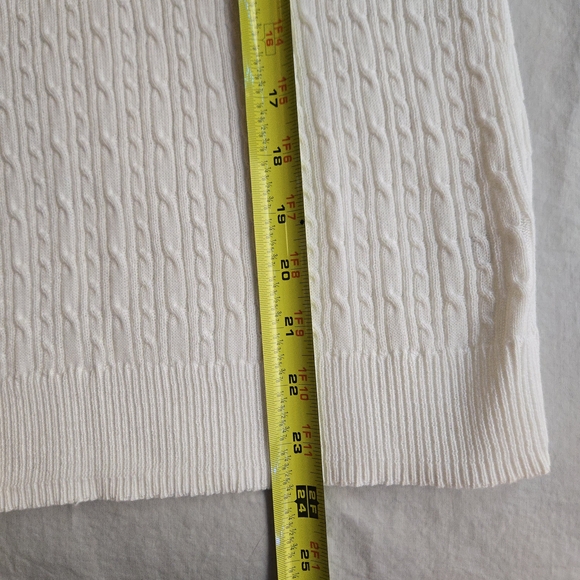 Croft & Barrow Sleeveless White Cable Knit Sweater Vest Top 100% Cotton - Picture 4 of 8